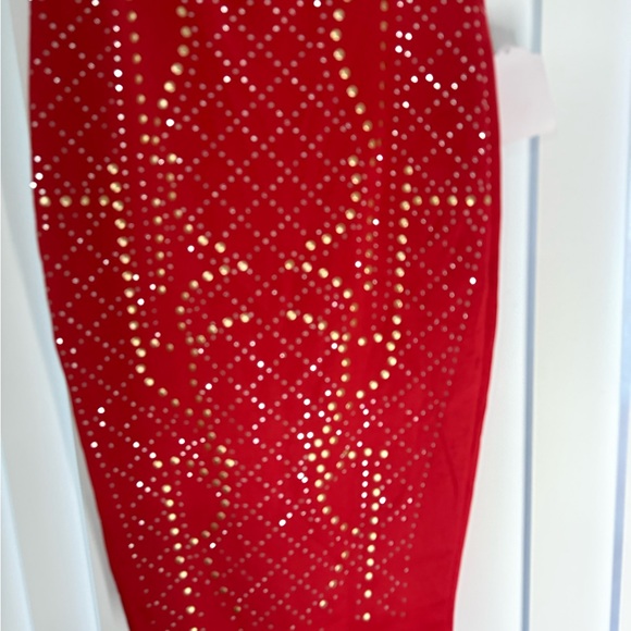 Axist Red Maxi Skirt with Gold Accents - Picture 10 of 12